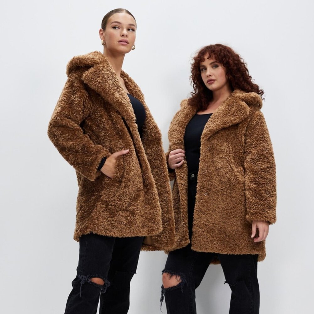 Abercrombie and Fitch Teddy Mid Coat - Brown, Size XXS